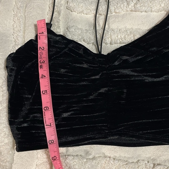 Black Velvet-like Women's crop Top # 2516 - Picture 2 of 6